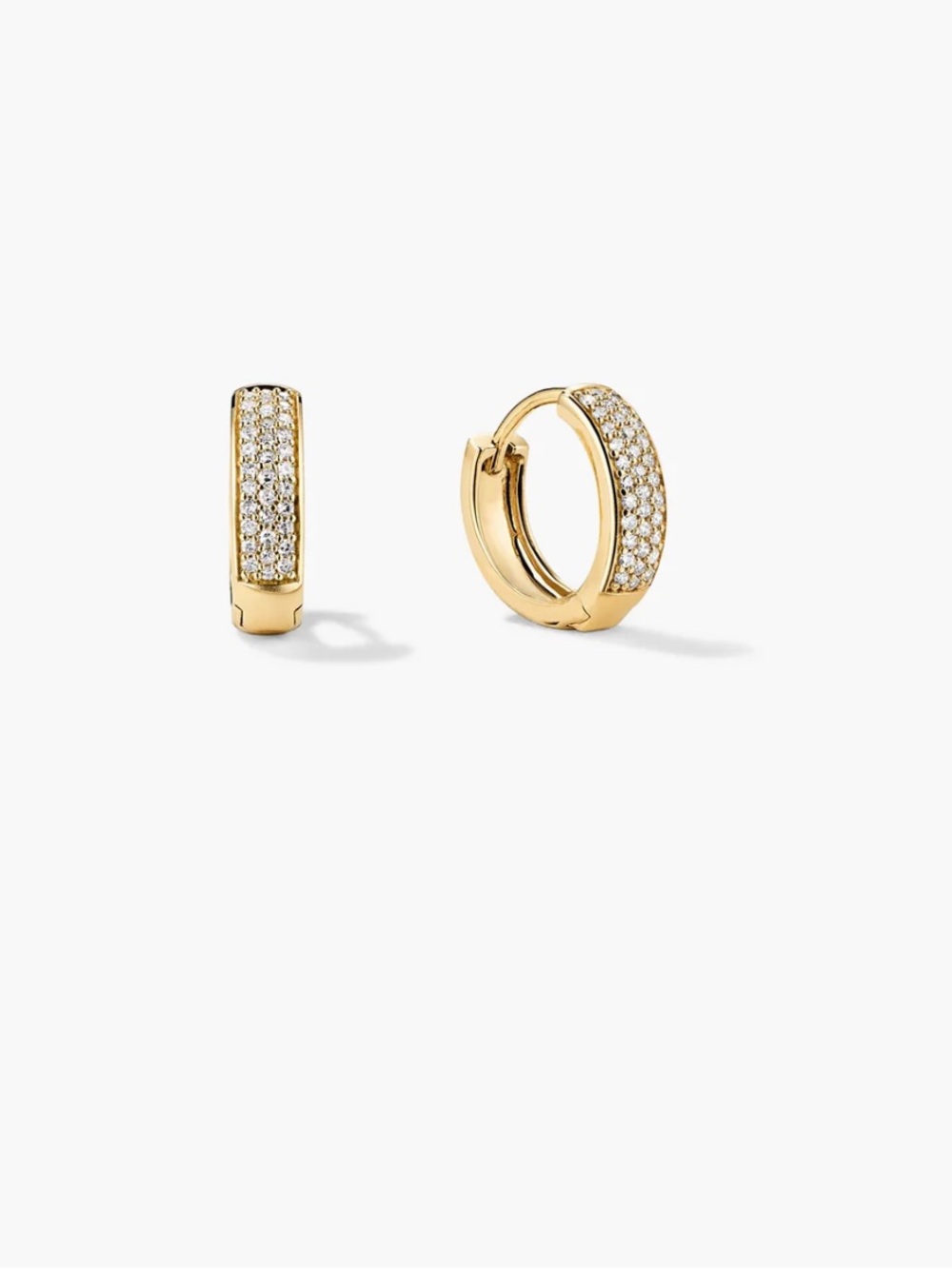 Mejuri Diamond Huggie Hoops - 14k Yellow Gold